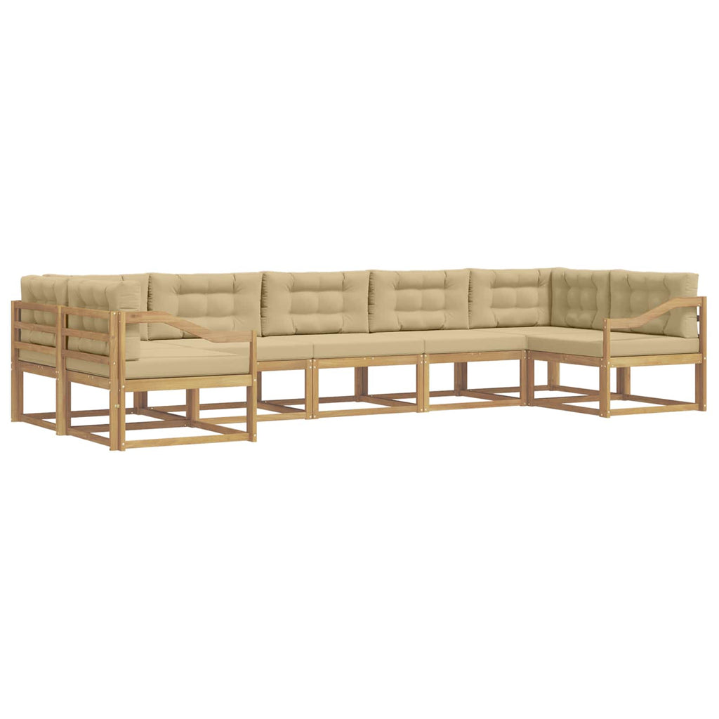 Outdoor-Sofagarnitur mit Kissen 7 pcs Weiß und Beige