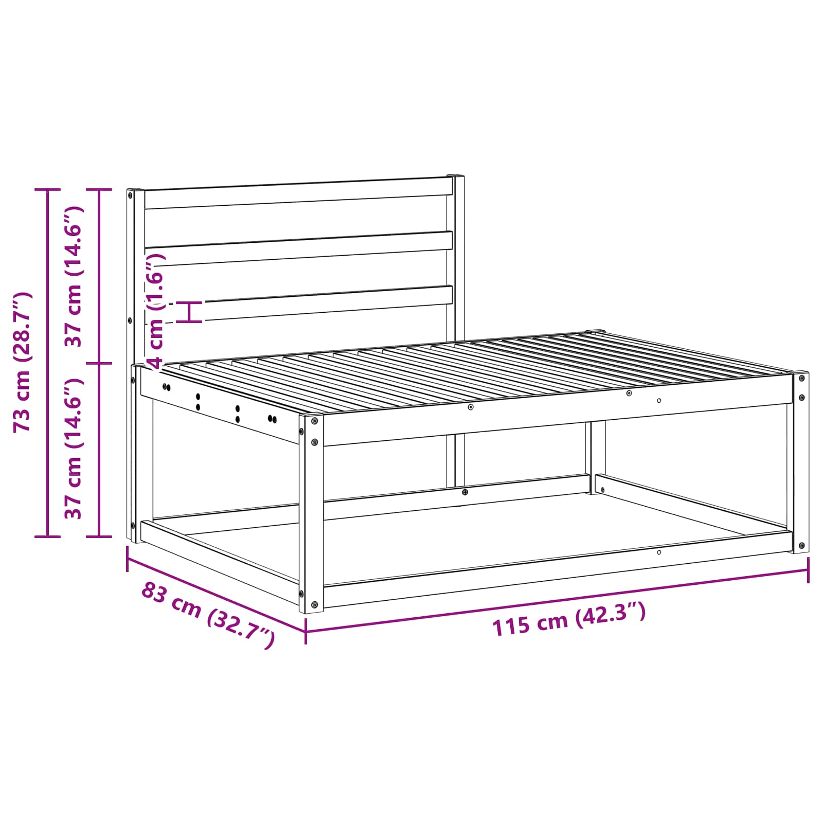 Outdoor-Sofagarnitur Weiß 230,5 x 83 x 73 cm Massivholz Akazie
