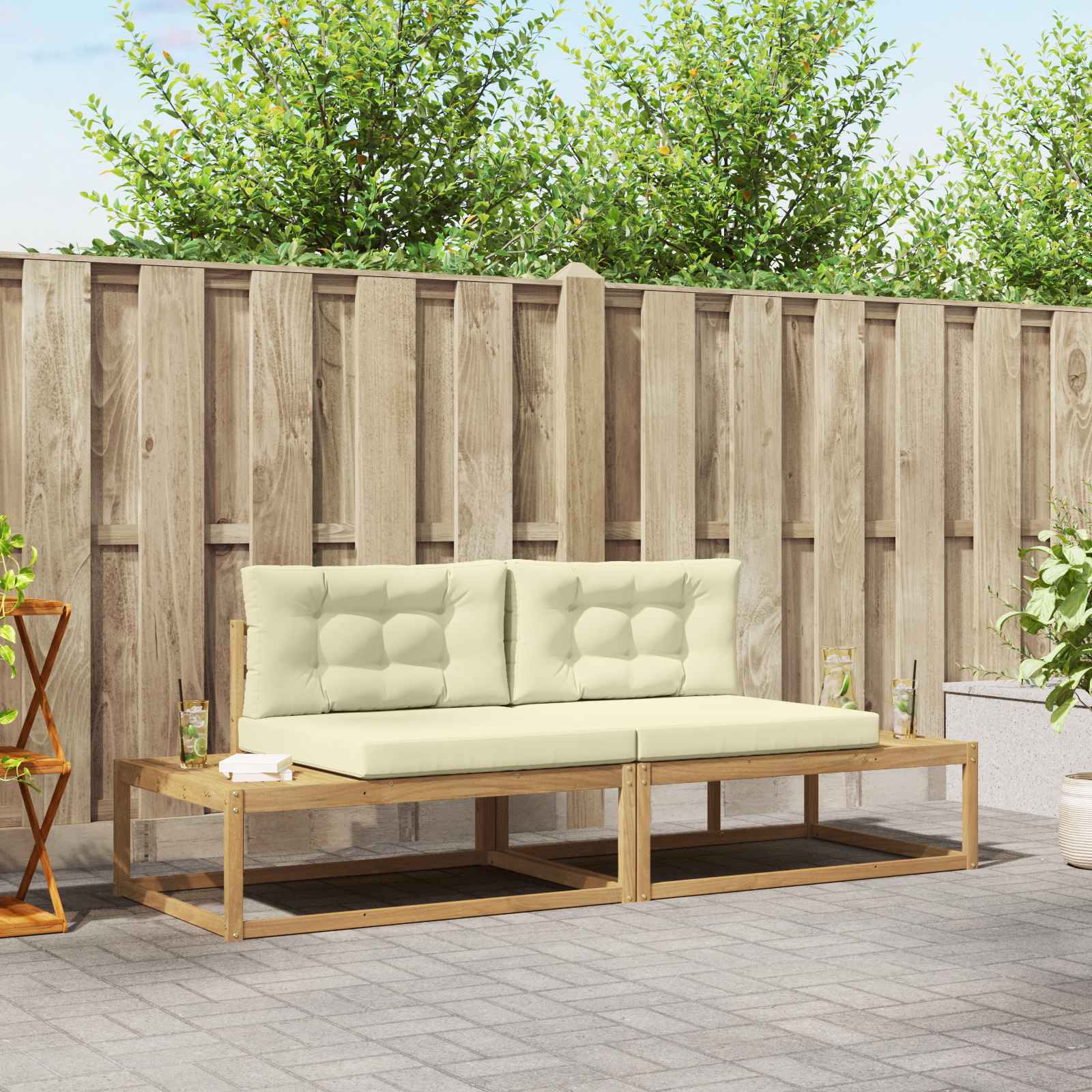 Outdoor-Sofagarnitur Weiß 230,5 x 83 x 73 cm Polyester