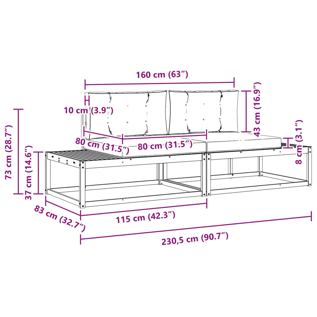 Outdoor-Sofagarnitur Weiß 230,5 x 83 x 73 cm Polyester