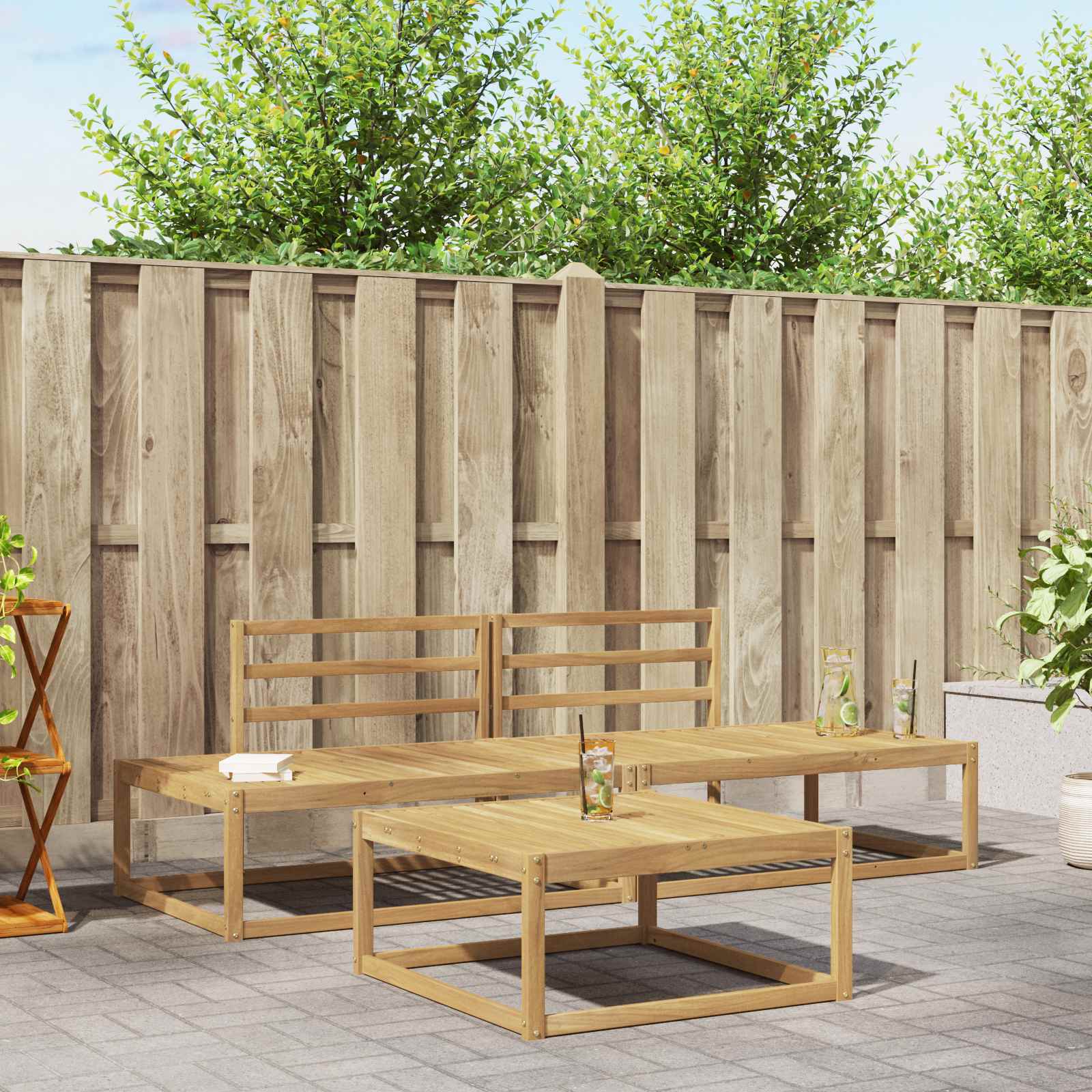 Outdoor-Sofagarnitur Weiß 79 x 79 x 37 cm Massivholz Akazie