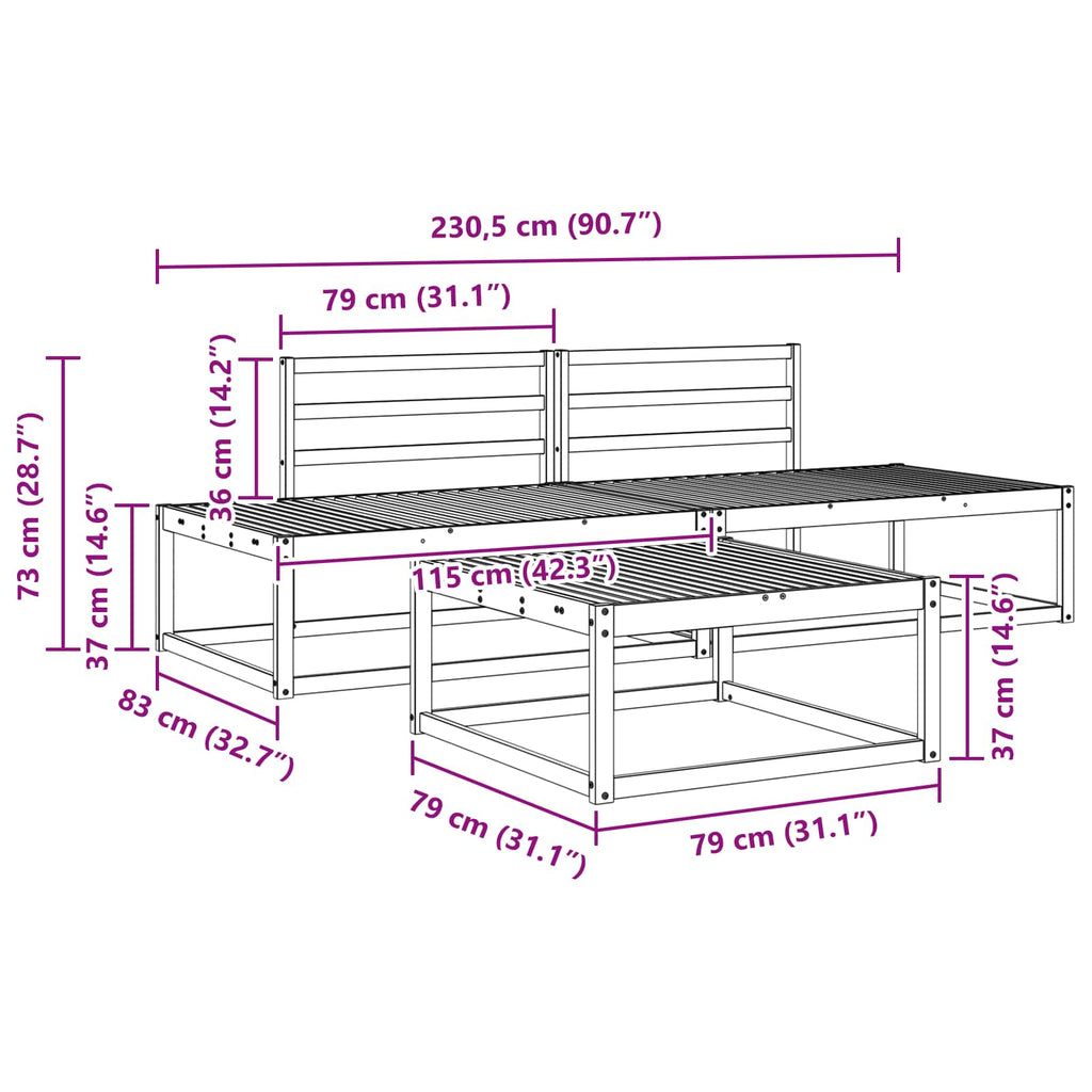 Outdoor-Sofagarnitur Weiß 79 x 79 x 37 cm Massivholz Akazie