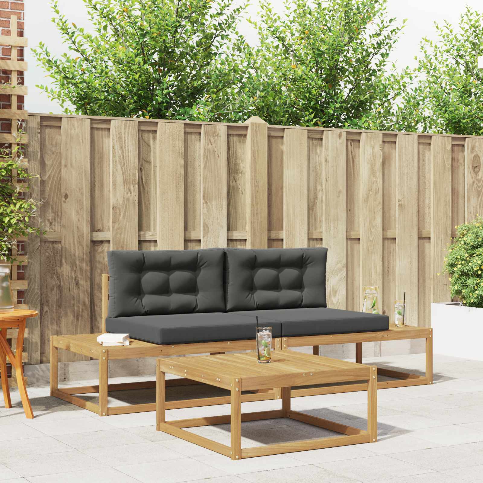 Outdoor-Sofagarnitur mit Kissen Weiß 79 x 79 x 37 cm Polyester