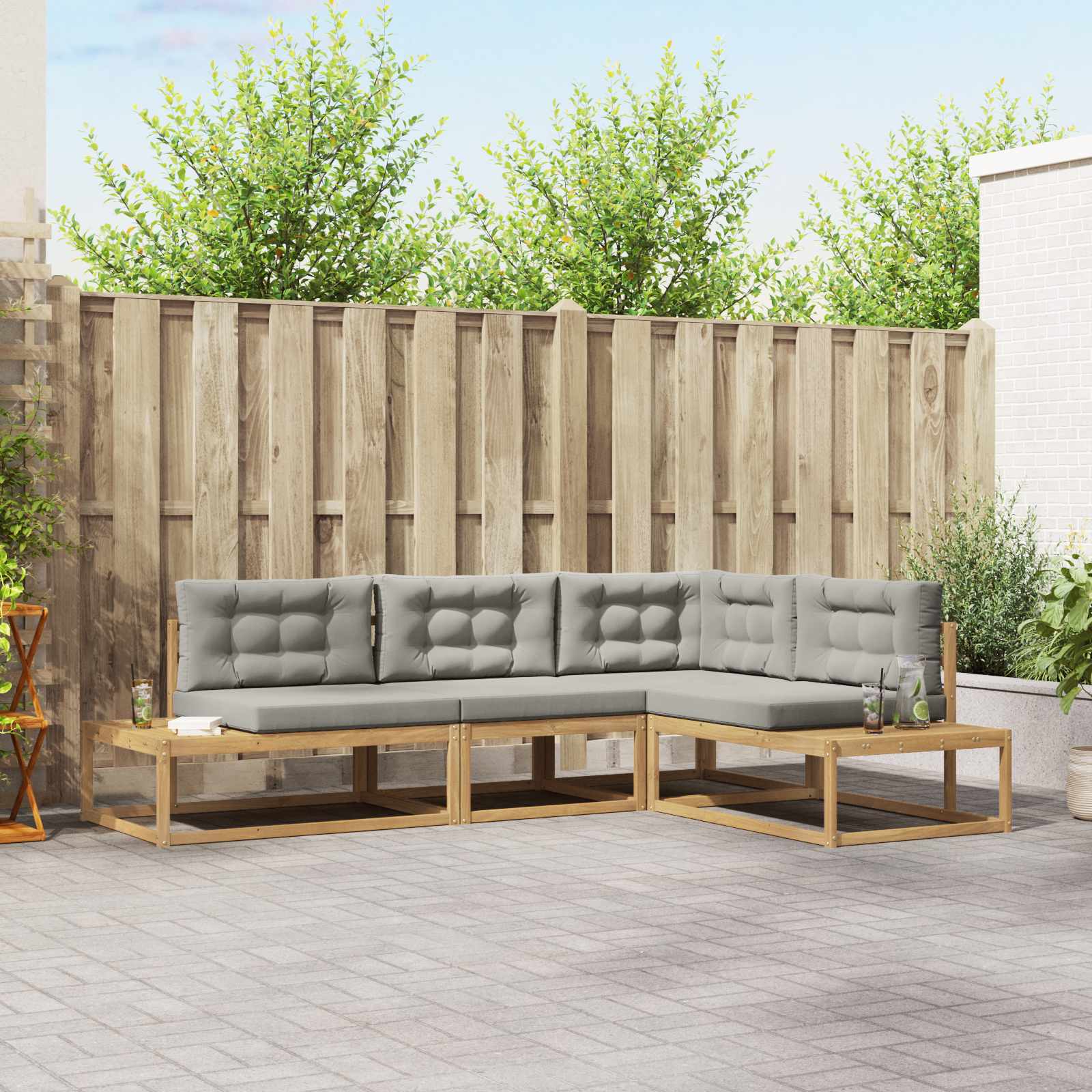 Outdoor-Sofagarnitur Weiß 277,5 x 198,5 x 73 cm Polyester