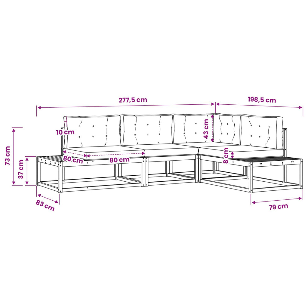 Outdoor-Sofagarnitur Weiß 277,5 x 198,5 x 73 cm Polyester