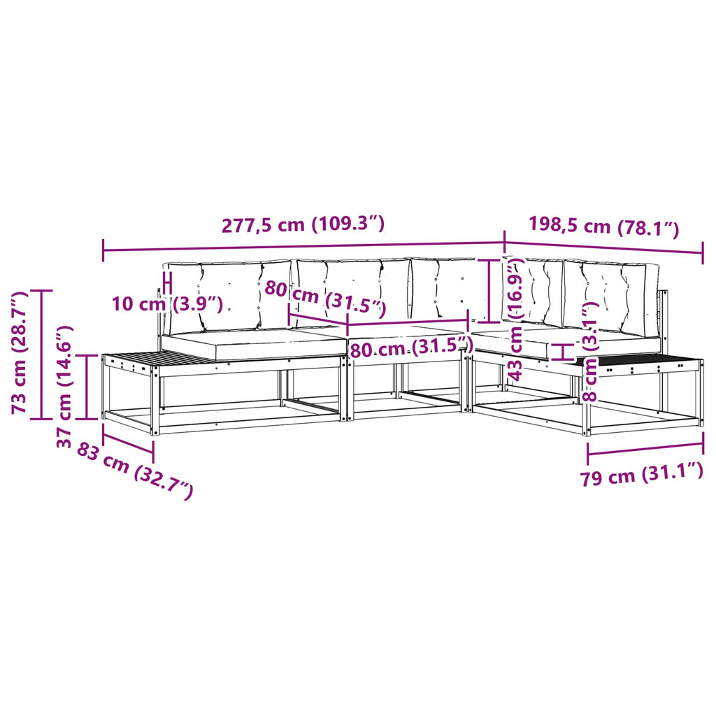 Outdoor-Sofagarnitur Weiß 277,5 x 198,5 x 73 cm Polyester