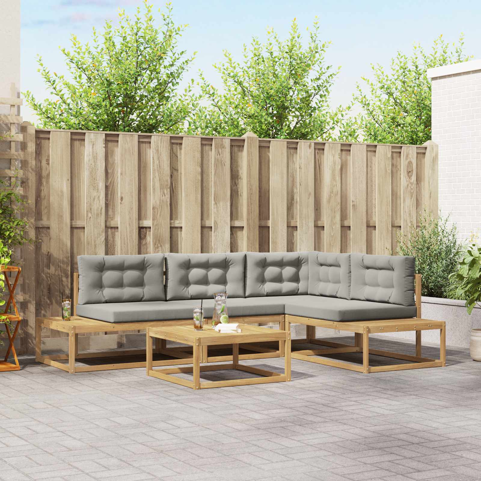 Outdoor-Sofagarnitur mit Kissen Weiß 79 x 79 x 37 cm Polyester