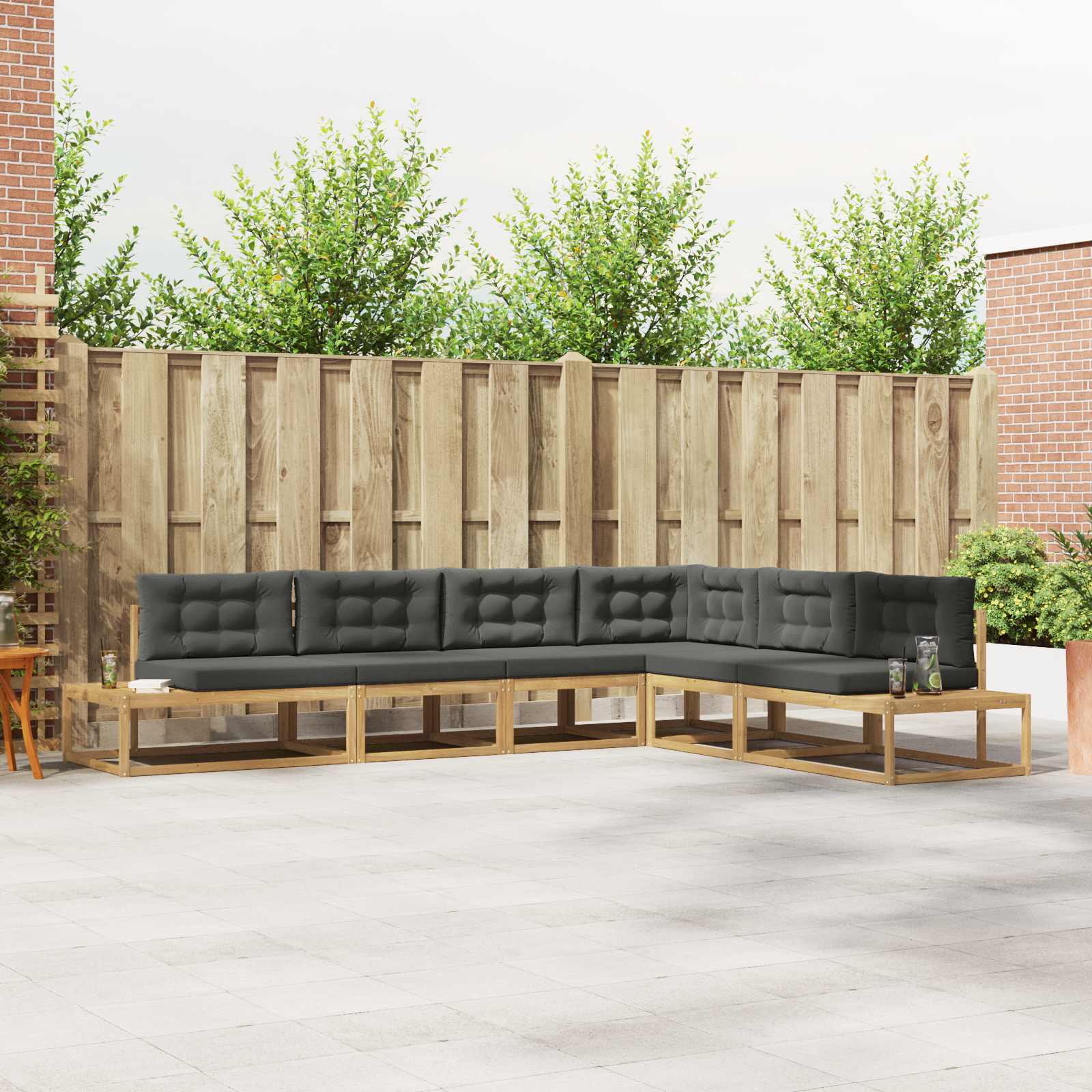 Outdoor-Sofagarnitur Weiß 357 x 198,5 x 73 cm Polyester