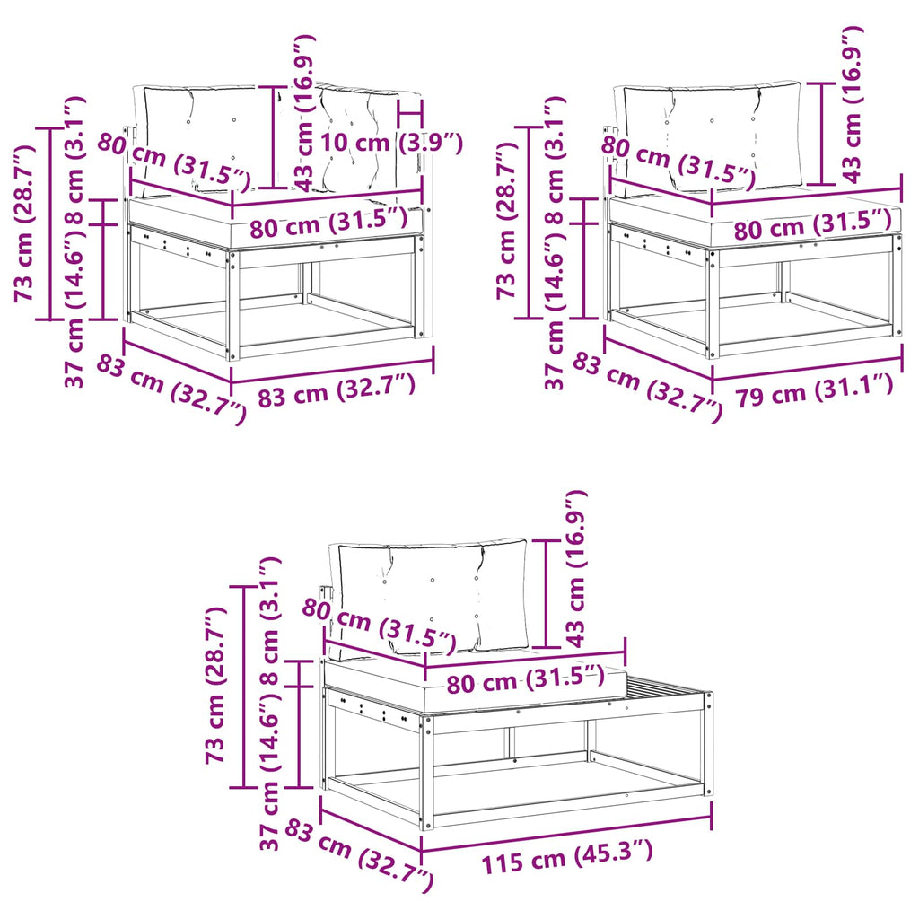 Outdoor-Sofagarnitur Weiß 357 x 198,5 x 73 cm Polyester