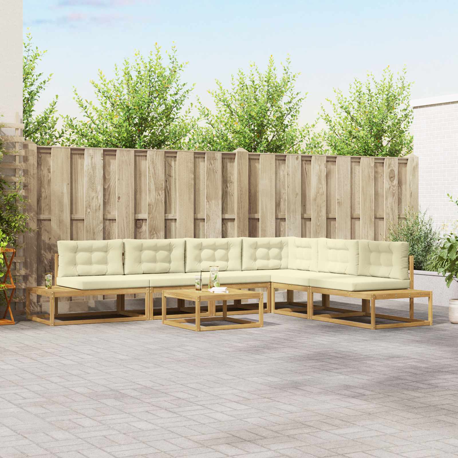 Outdoor-Sofagarnitur mit Kissen Weiß 79 x 79 x 37 cm Polyester