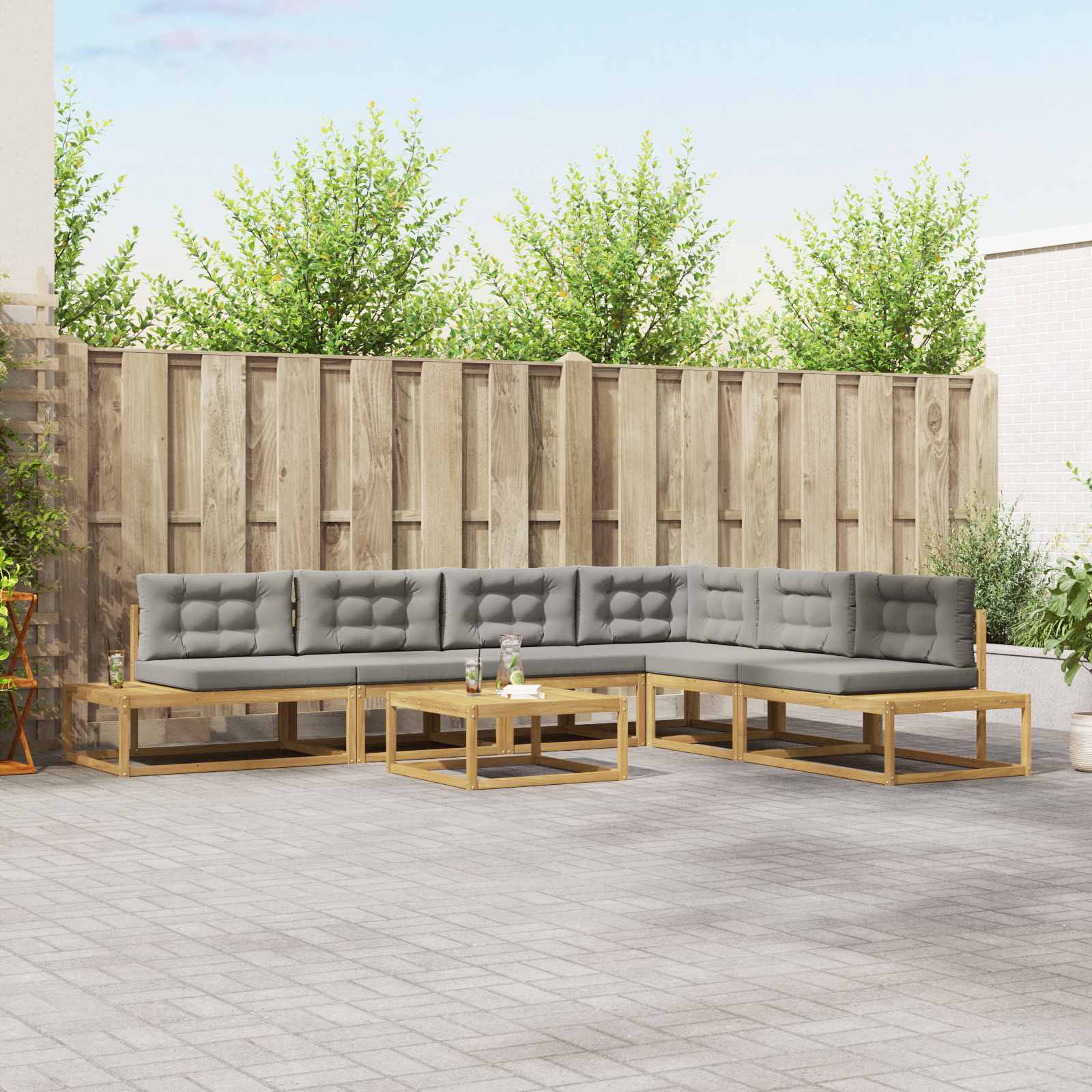 Outdoor-Sofagarnitur mit Kissen Weiß 79 x 79 x 37 cm Polyester