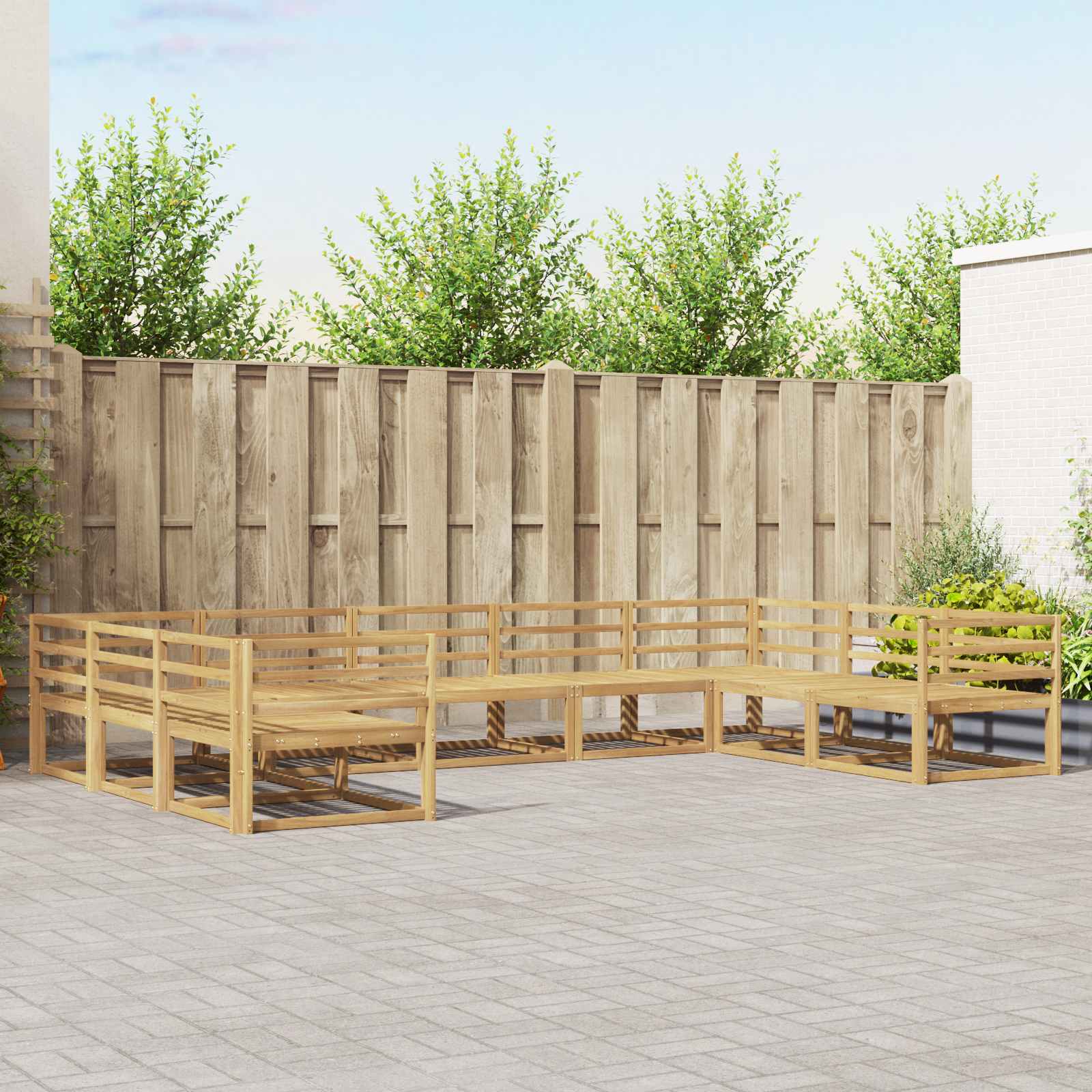 Outdoor-Sofagarnitur 9 pcs Weiß 404 x 245,5 x 73 cm