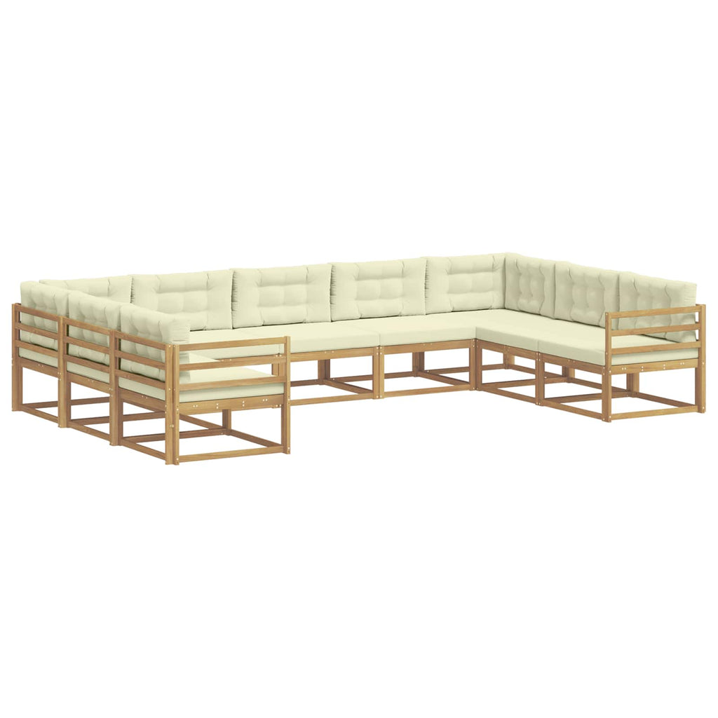 Outdoor-Sofagarnitur mit Kissen 9 pcs Weiß und Creme
