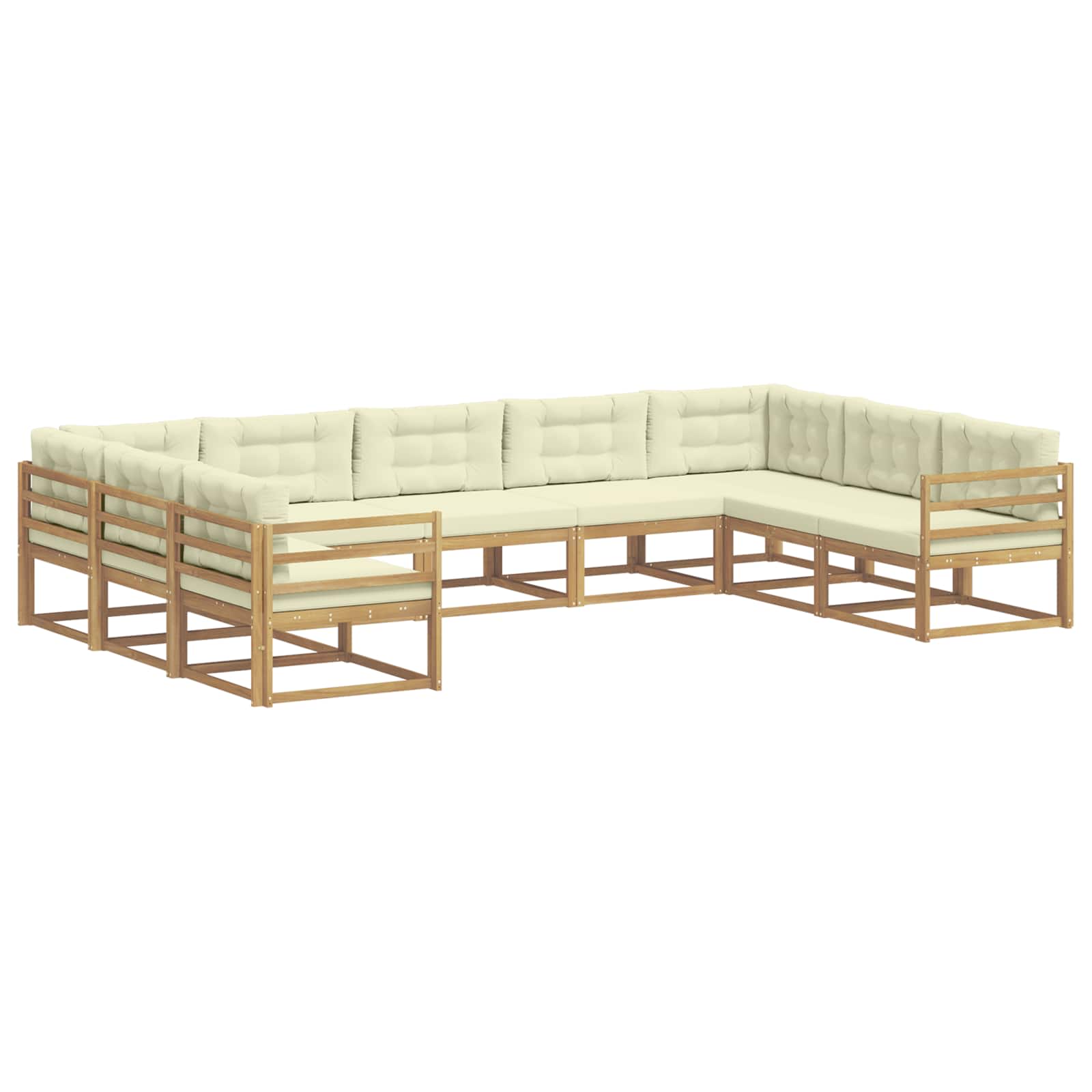 Outdoor-Sofagarnitur mit Kissen 9 pcs Weiß und Creme