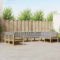 Outdoor-Sofagarnitur mit Kissen 9 pcs Weiß und Hellgrau
