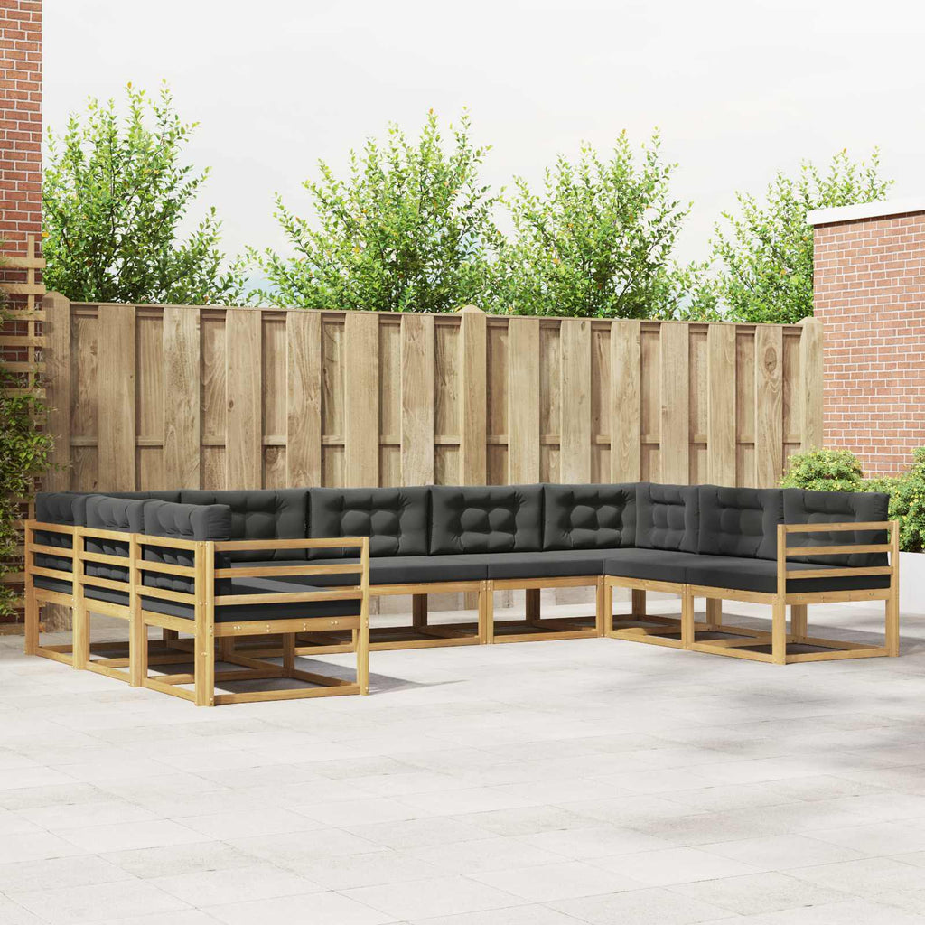Outdoor-Sofagarnitur mit Kissen 9 pcs Weiß und Anthrazit