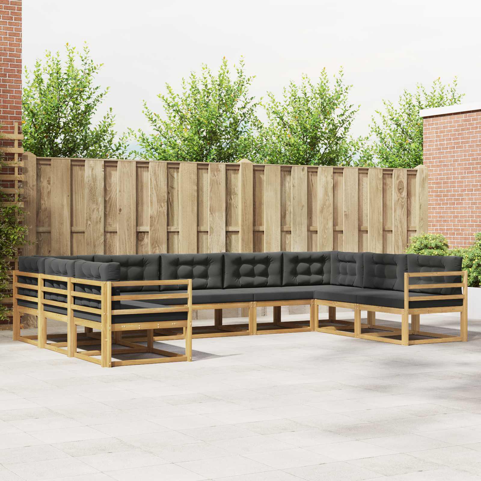 Outdoor-Sofagarnitur mit Kissen 9 pcs Weiß und Anthrazit