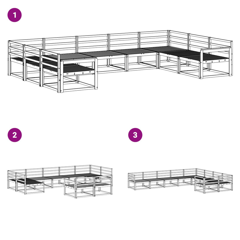 Outdoor-Sofagarnitur 9 pcs Weiß 404 x 247,5 x 73 cm