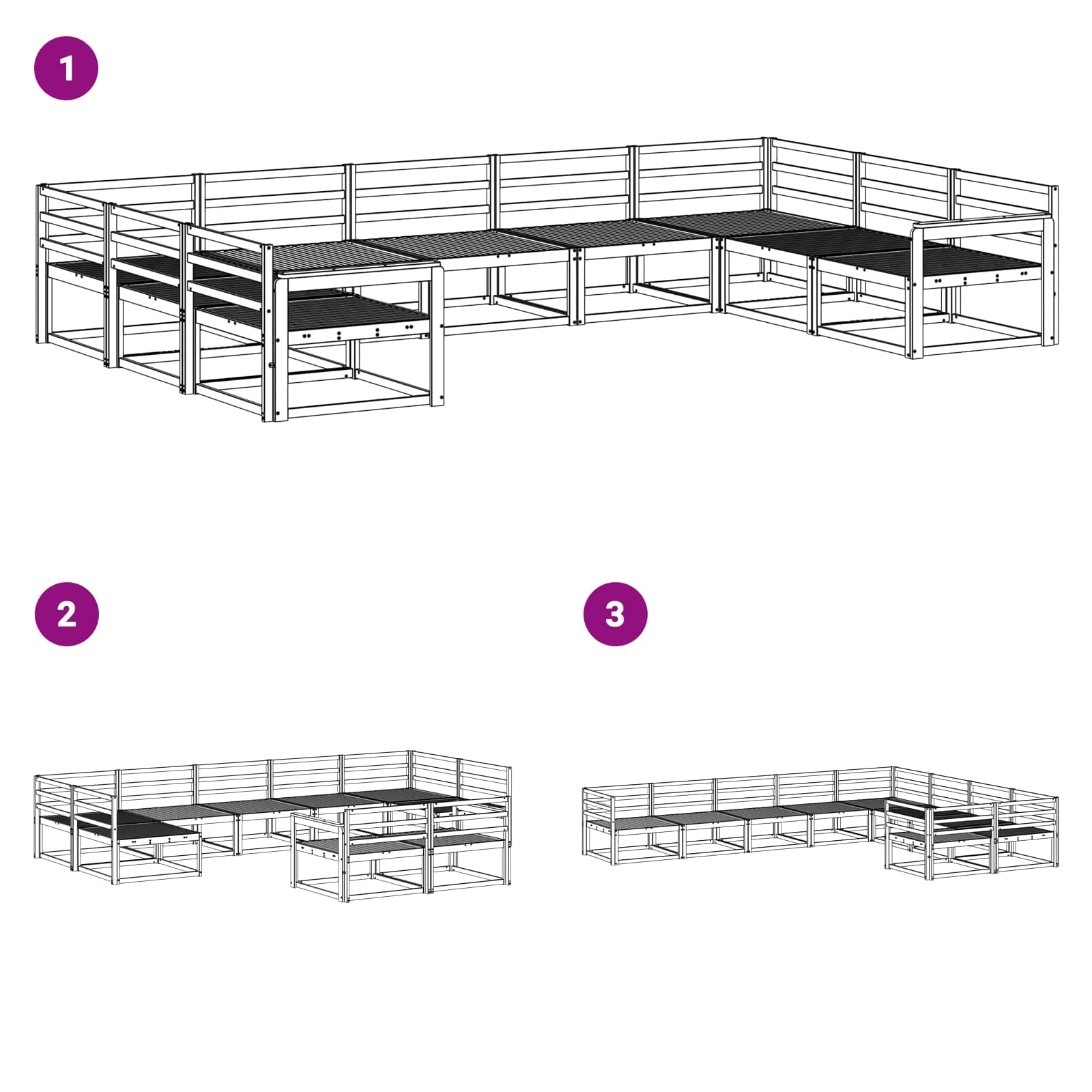 Outdoor-Sofagarnitur 9 pcs Weiß 404 x 247,5 x 73 cm