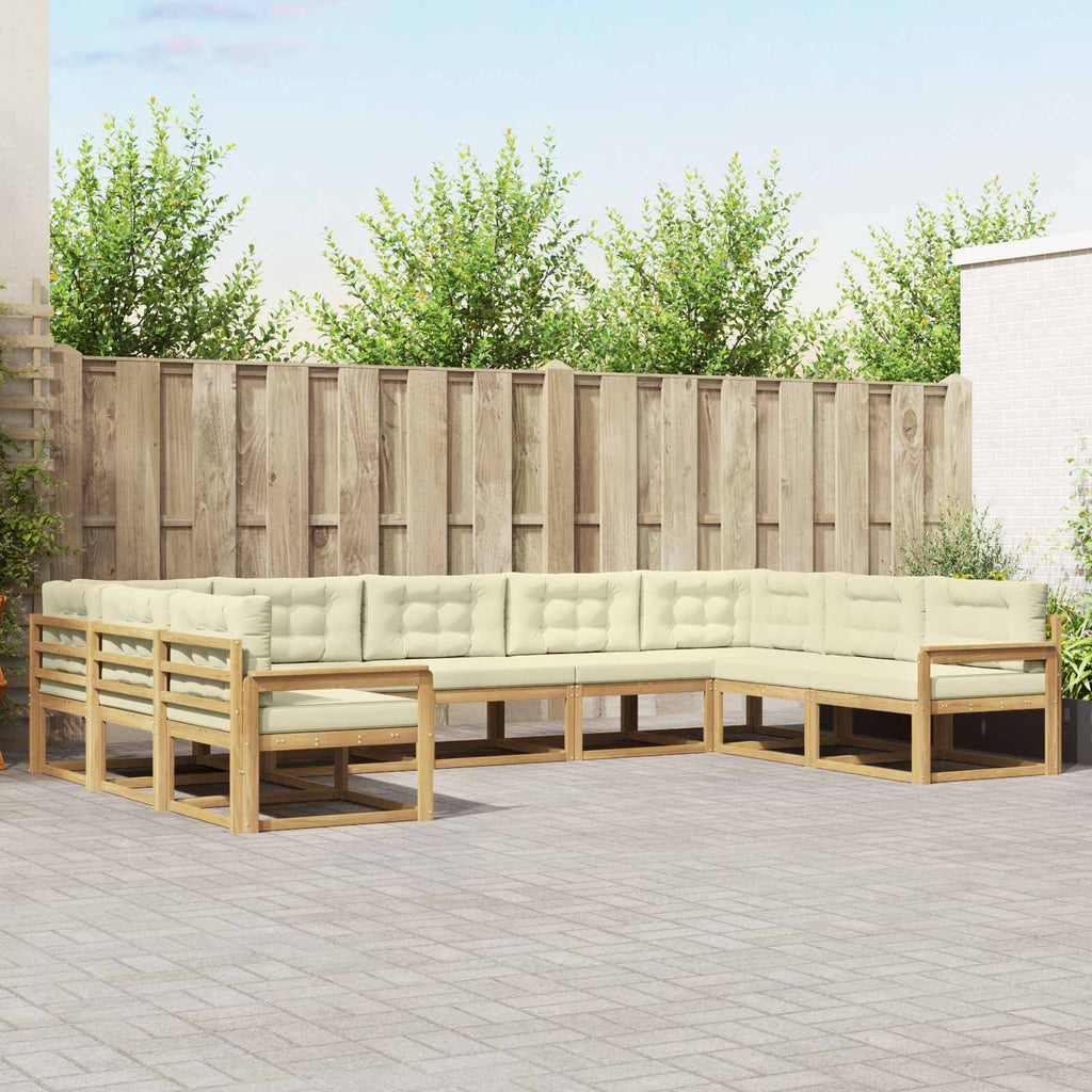 Outdoor-Sofagarnitur mit Kissen 9 pcs Weiß und Creme