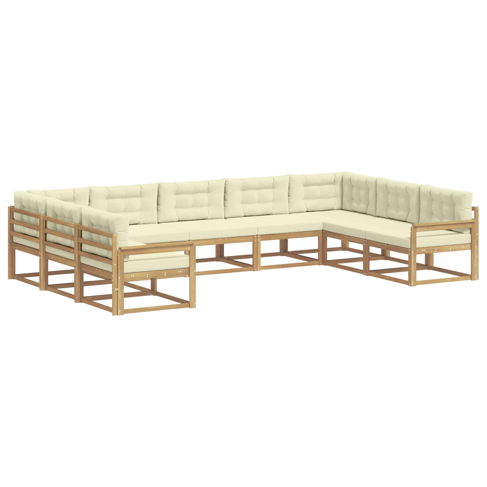 Outdoor-Sofagarnitur mit Kissen 9 pcs Weiß und Creme