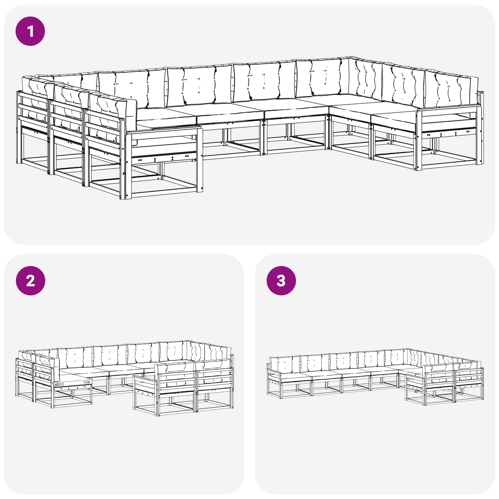 Outdoor-Sofagarnitur mit Kissen 9 pcs Weiß und Creme