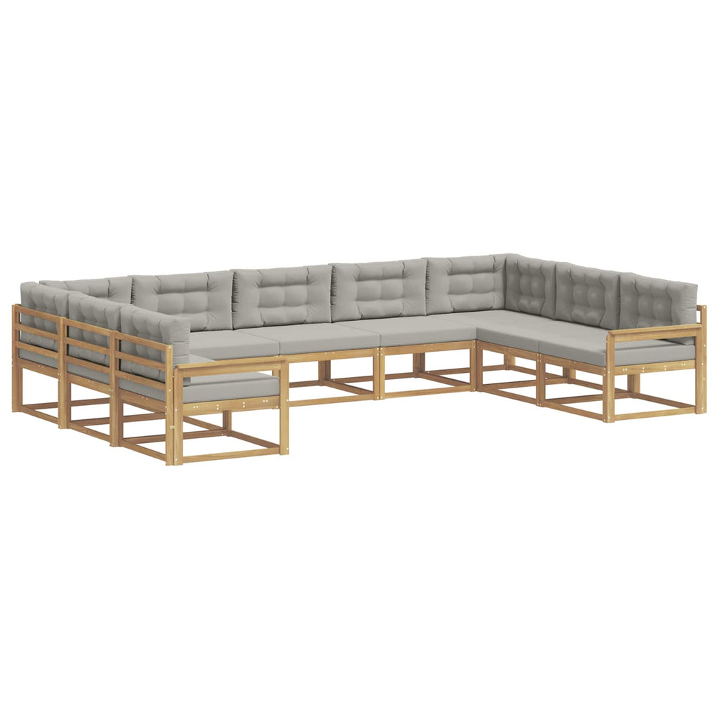 Outdoor-Sofagarnitur mit Kissen 9 pcs Weiß und Hellgrau