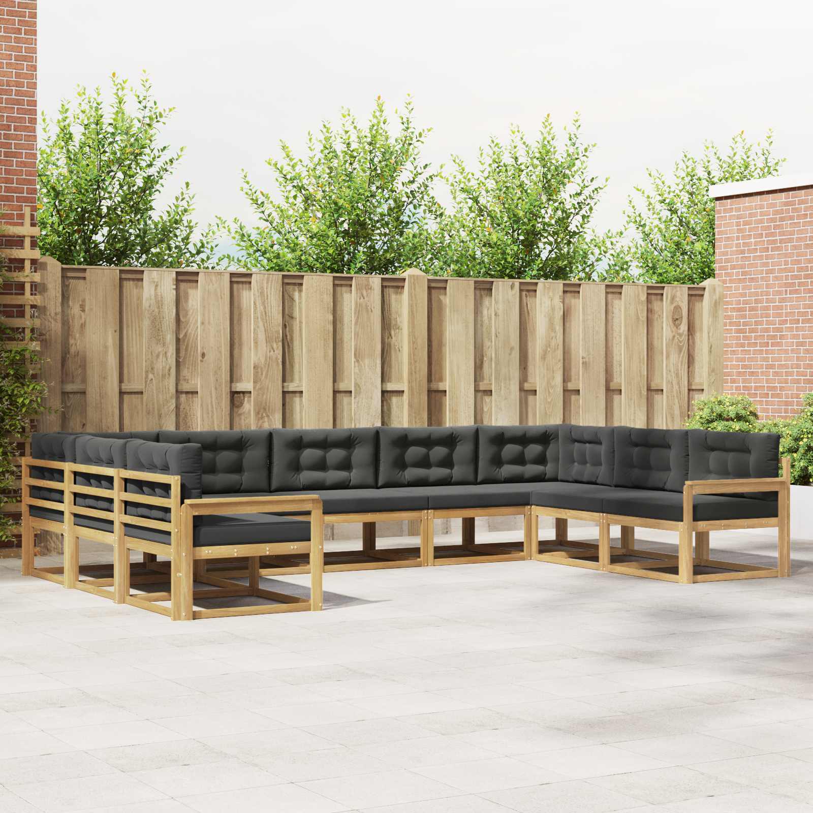 Outdoor-Sofagarnitur mit Kissen 9 pcs Weiß und Anthrazit