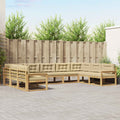 Outdoor-Sofagarnitur mit Kissen 9 pcs Weiß und Beige
