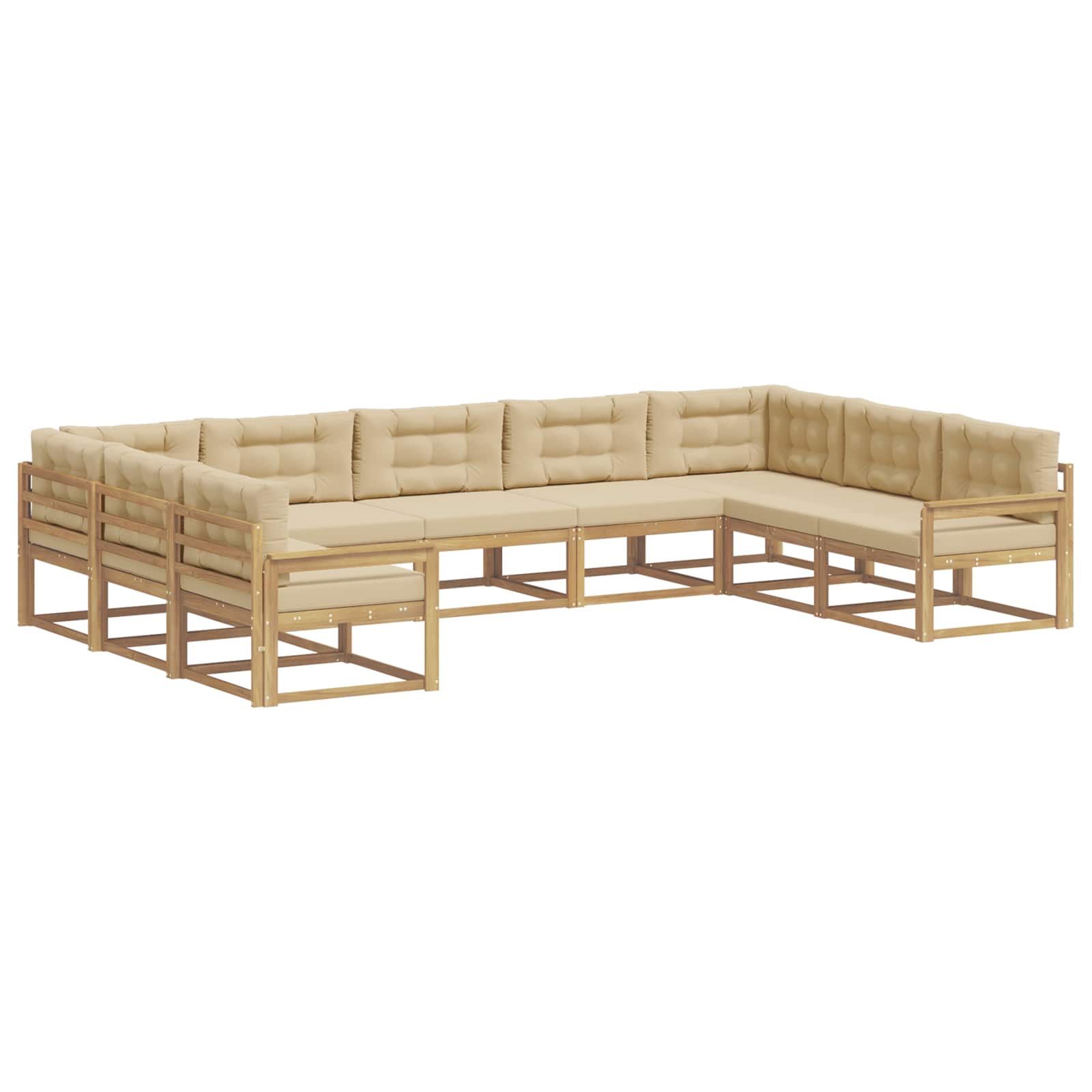 Outdoor-Sofagarnitur mit Kissen 9 pcs Weiß und Beige