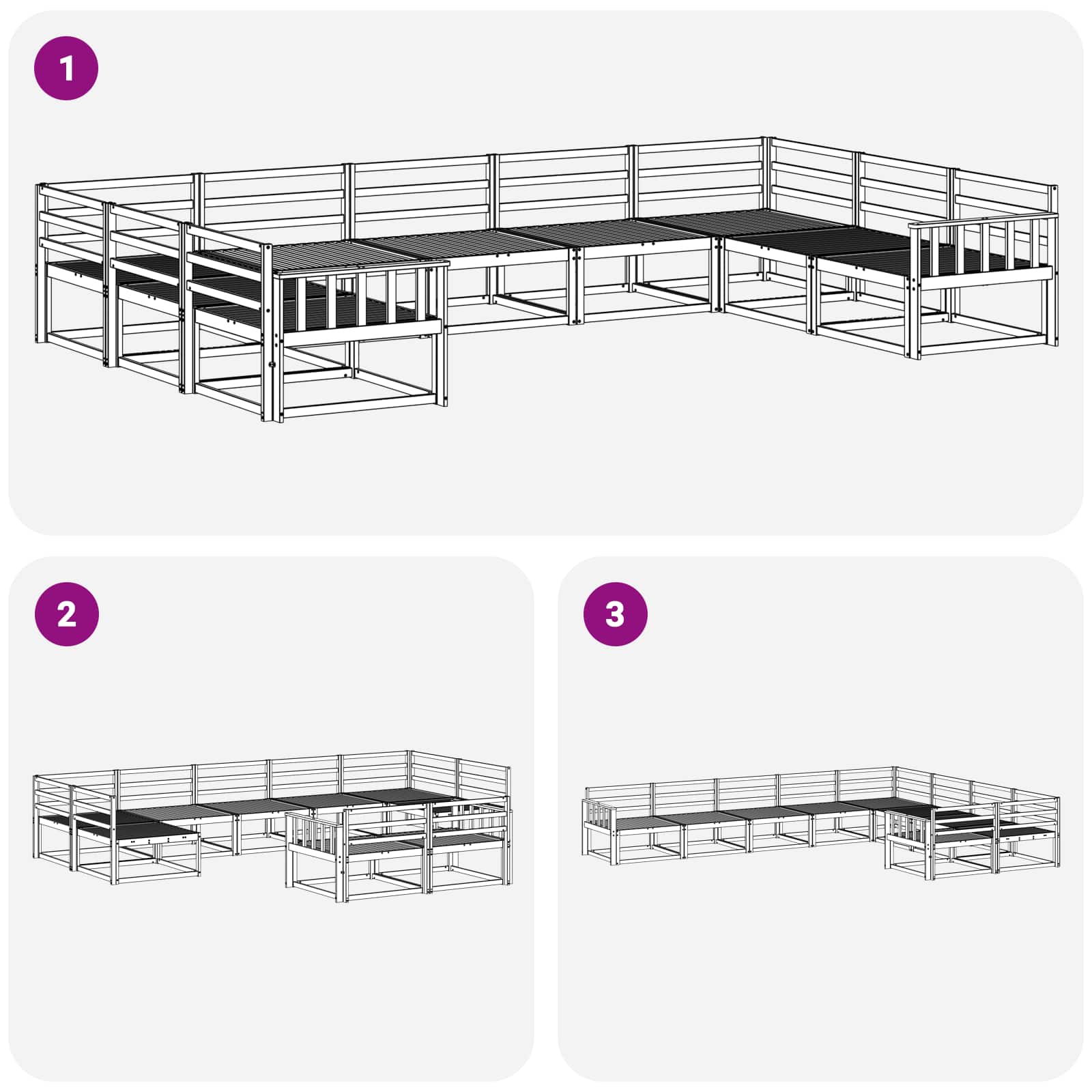 Outdoor-Sofagarnitur 9 pcs Weiß 404 x 247,5 x 73 cm