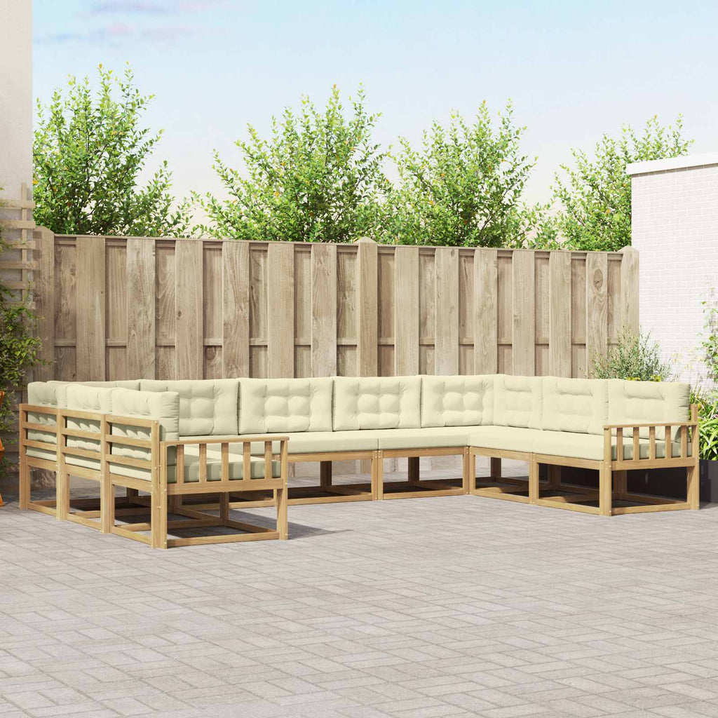 Outdoor-Sofagarnitur mit Kissen 9 pcs Weiß und Creme