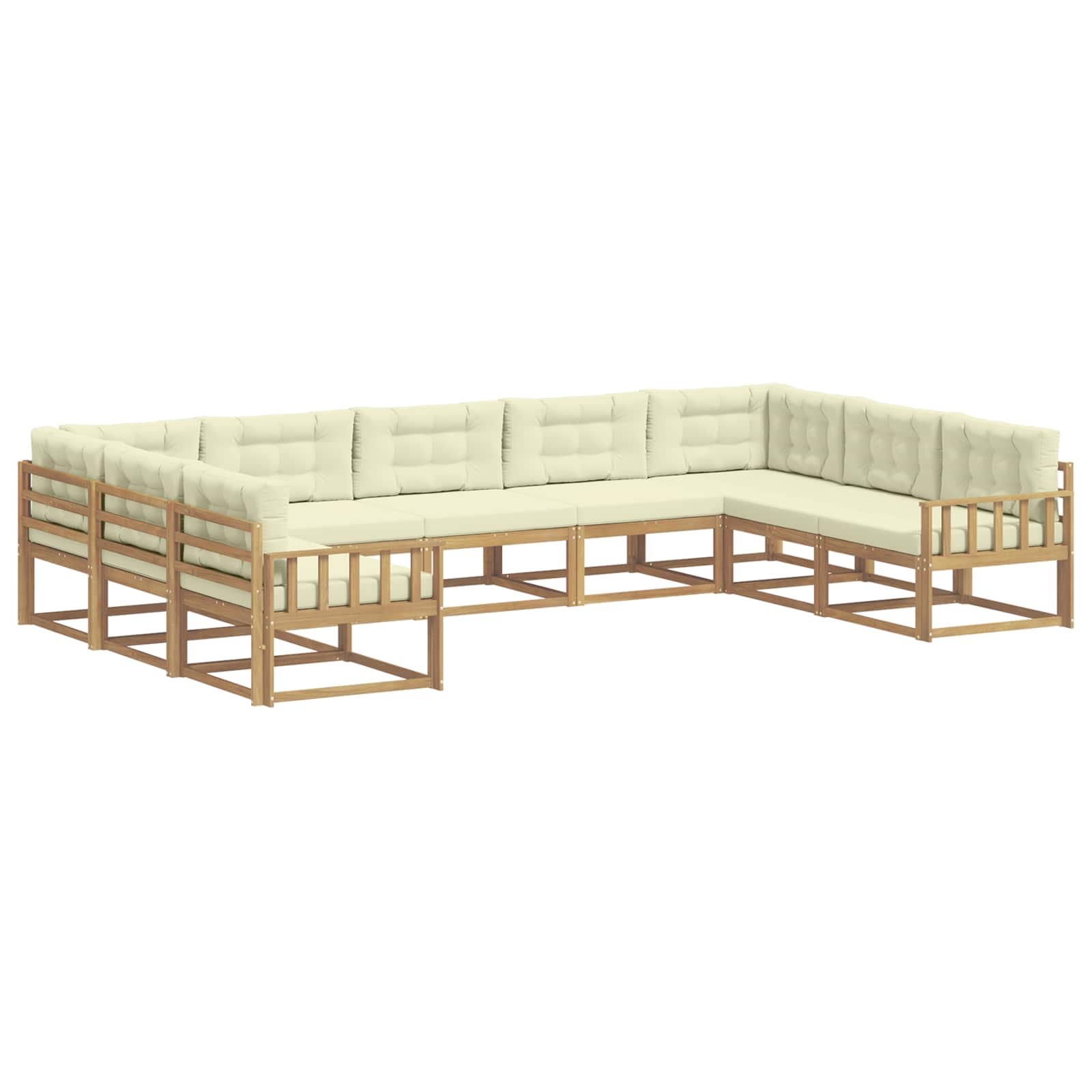 Outdoor-Sofagarnitur mit Kissen 9 pcs Weiß und Creme