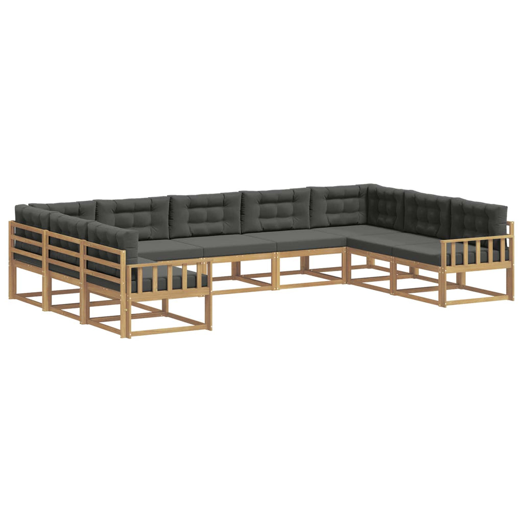 Outdoor-Sofagarnitur mit Kissen 9 pcs Weiß und Anthrazit