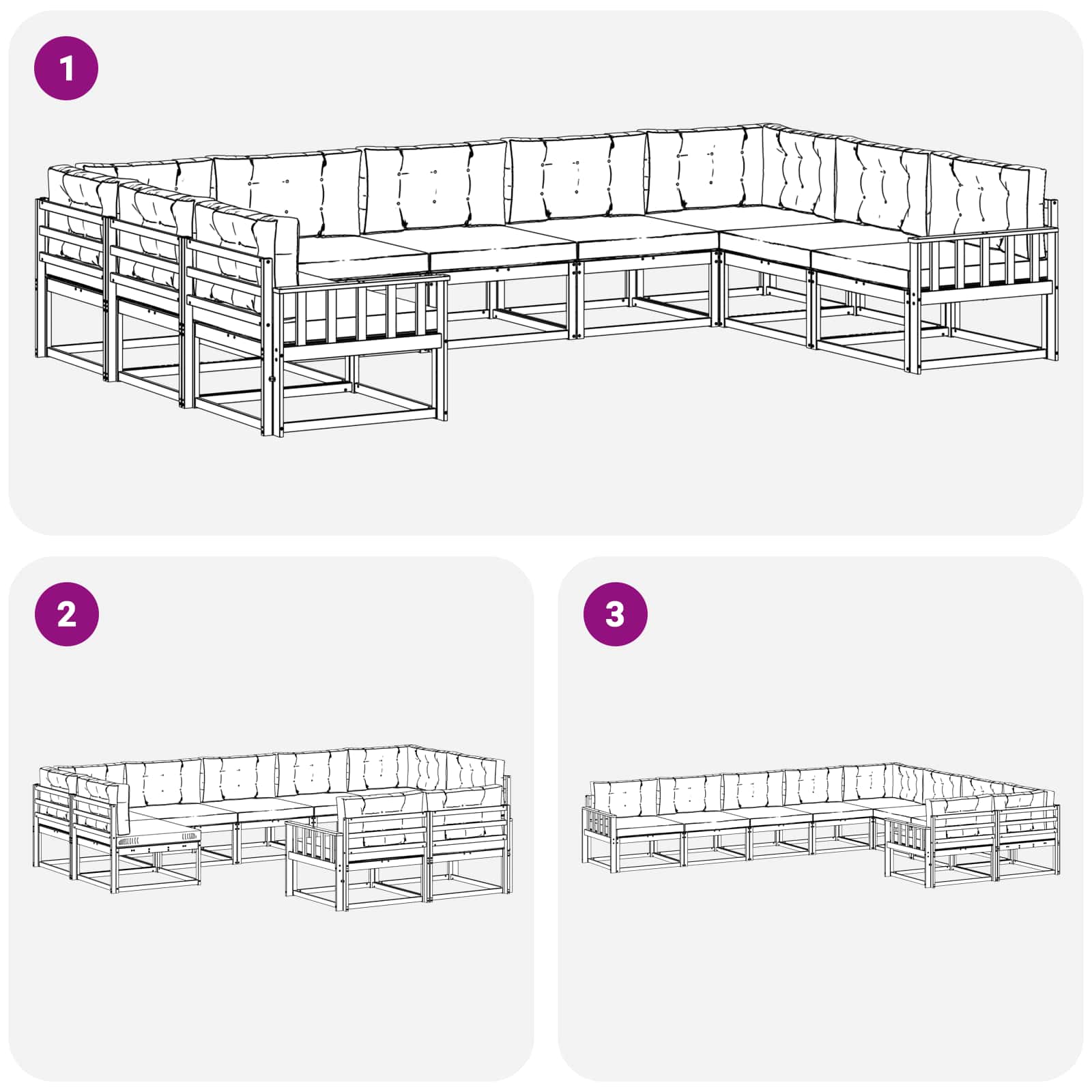 Outdoor-Sofagarnitur mit Kissen 9 pcs Weiß und Anthrazit