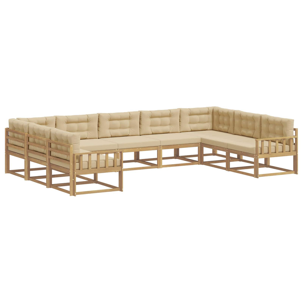 Outdoor-Sofagarnitur mit Kissen 9 pcs Weiß und Beige