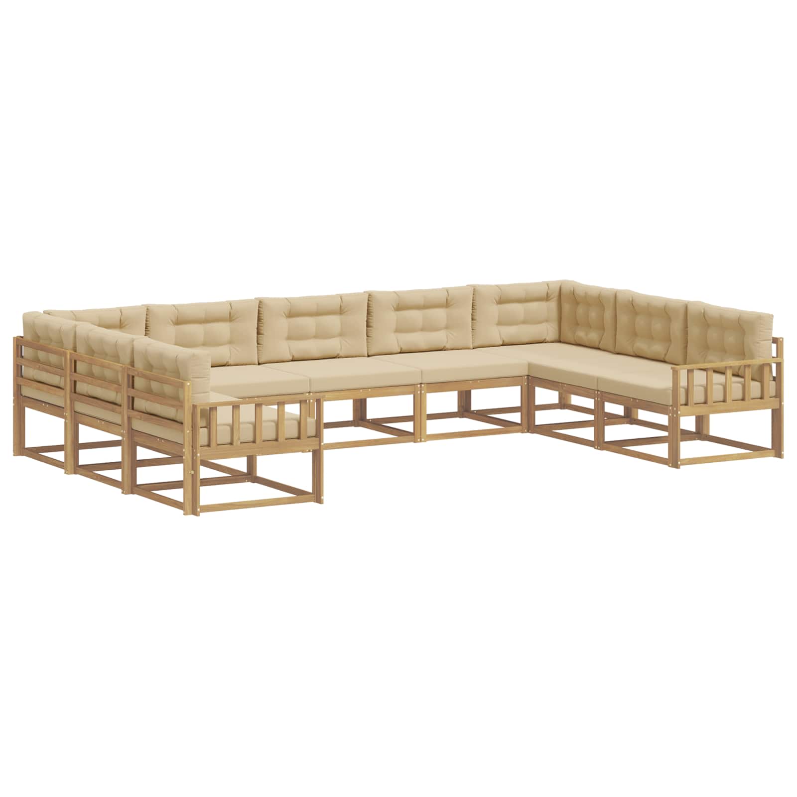 Outdoor-Sofagarnitur mit Kissen 9 pcs Weiß und Beige