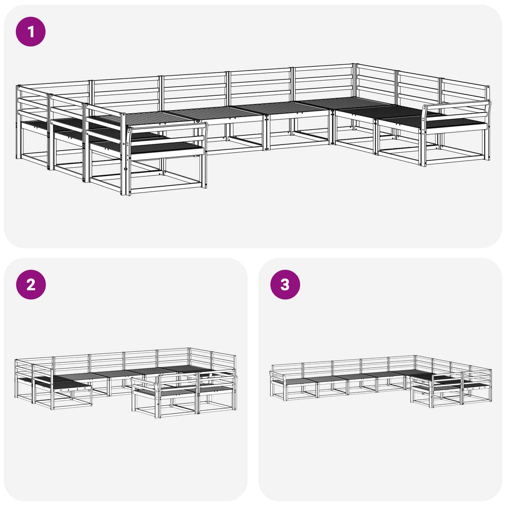 Outdoor-Sofagarnitur 9 pcs Weiß 404 x 247,5 x 73 cm