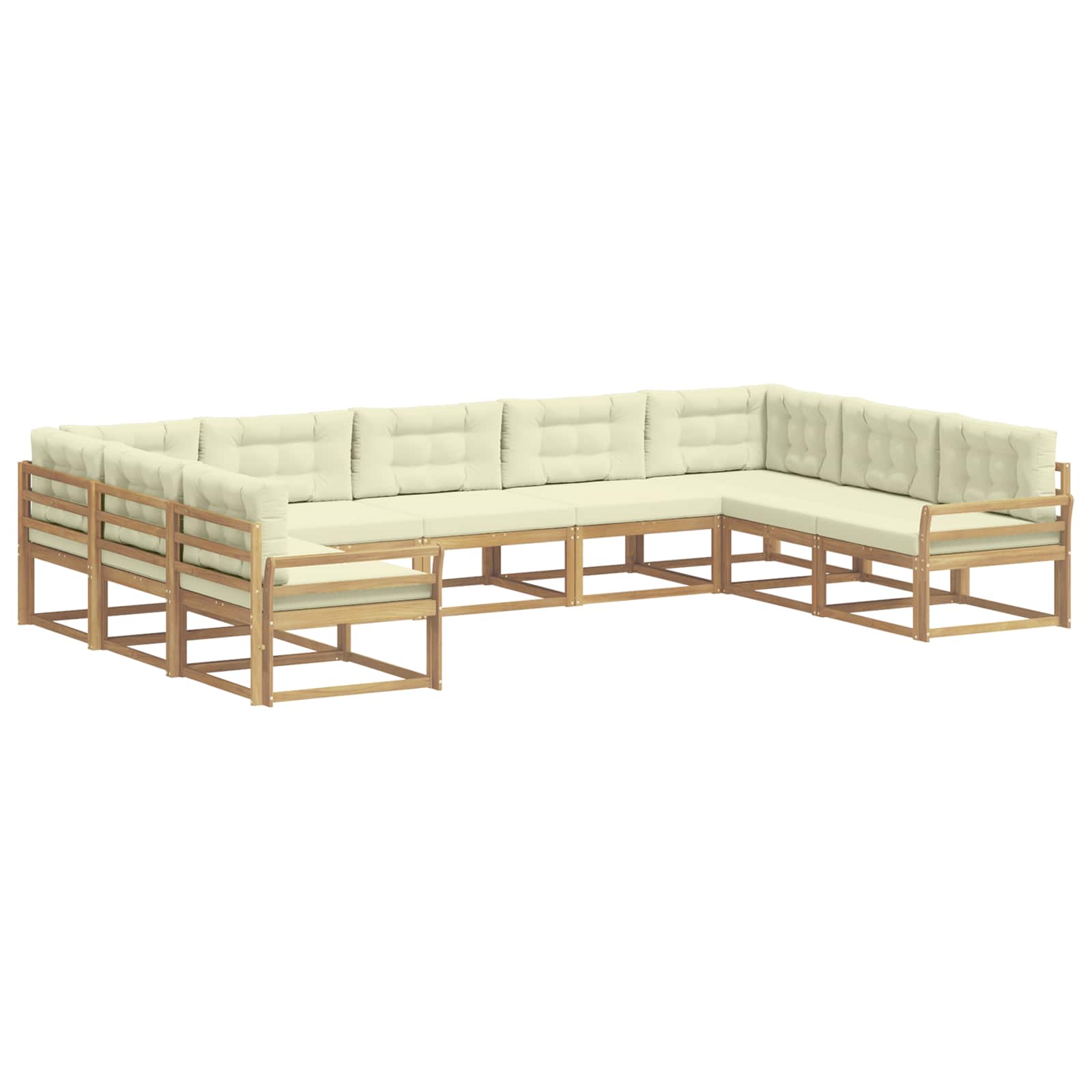 Outdoor-Sofagarnitur mit Kissen 9 pcs Weiß und Creme