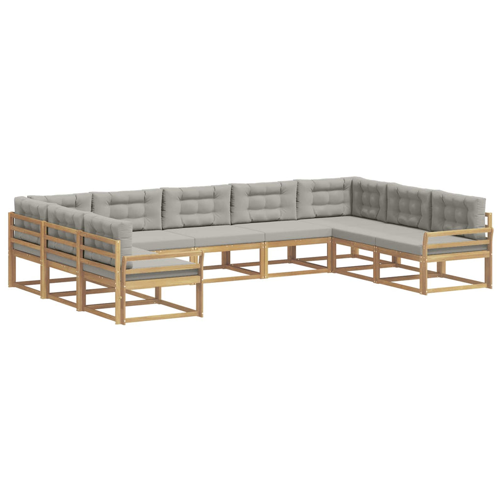 Outdoor-Sofagarnitur mit Kissen 9 pcs Weiß und Hellgrau