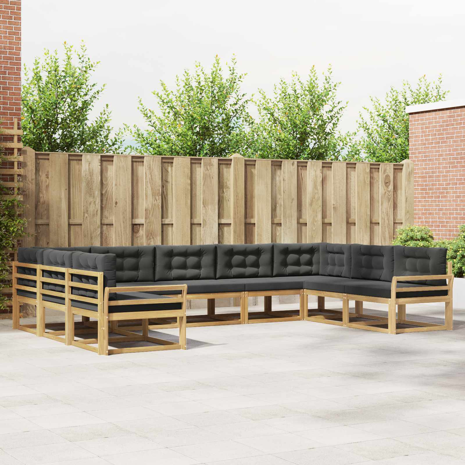 Outdoor-Sofagarnitur mit Kissen 9 pcs Weiß und Anthrazit