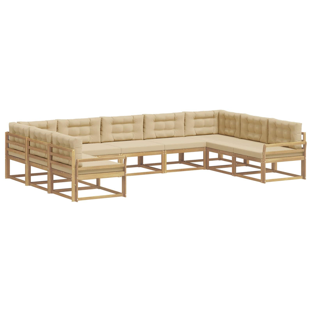 Outdoor-Sofagarnitur mit Kissen 9 pcs Weiß und Beige