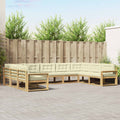 Outdoor-Sofagarnitur mit Kissen 9 pcs Weiß und Creme