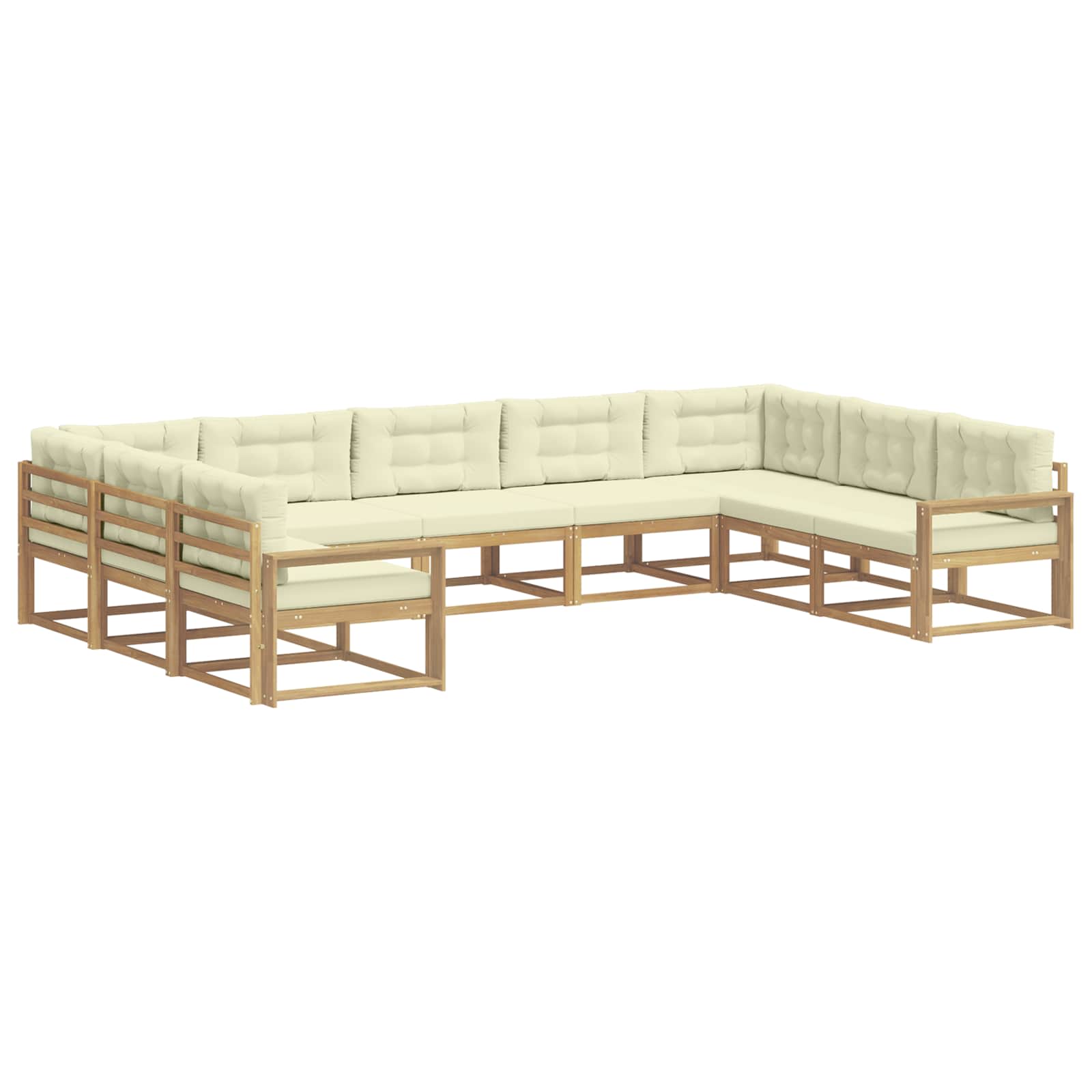 Outdoor-Sofagarnitur mit Kissen 9 pcs Weiß und Creme