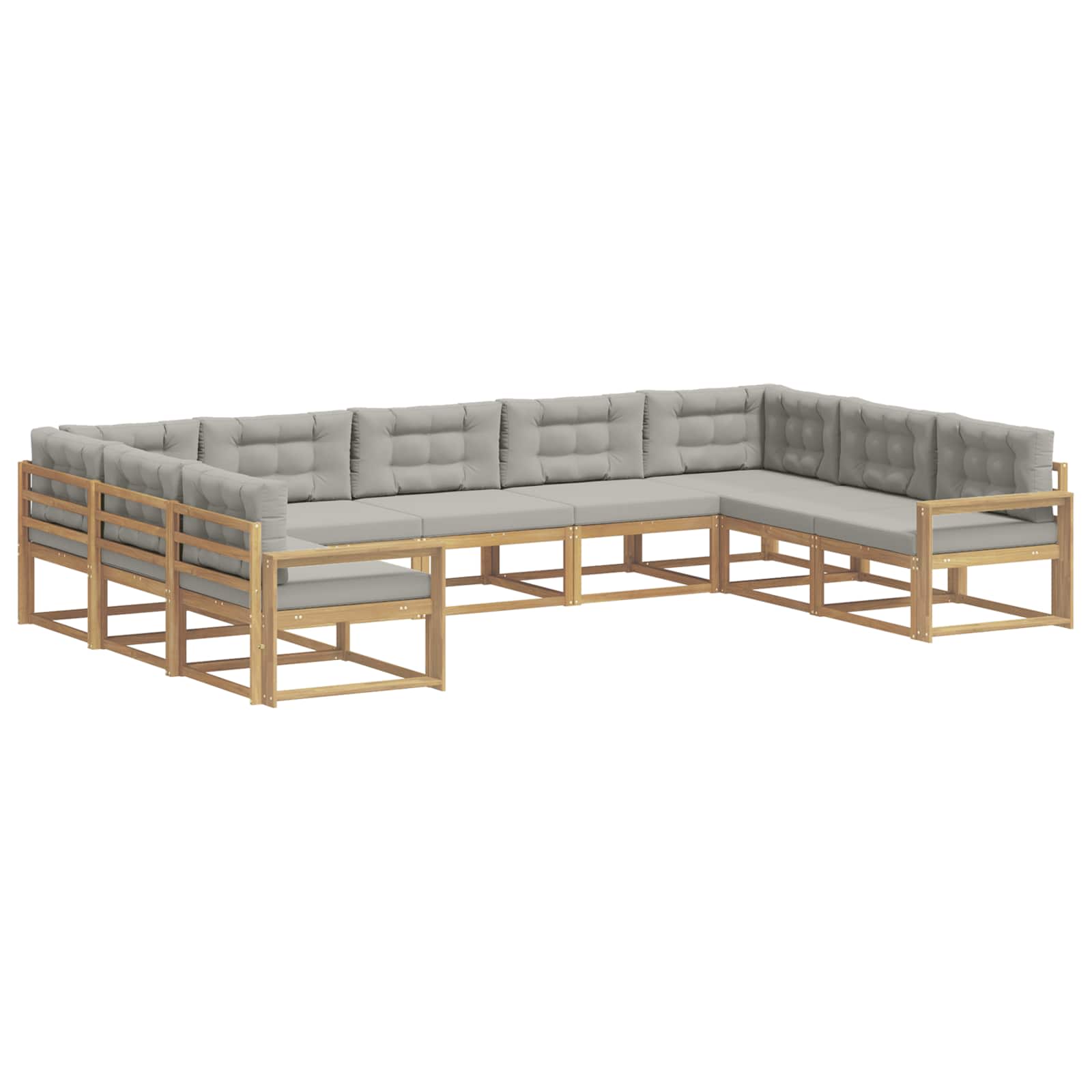 Outdoor-Sofagarnitur mit Kissen 9 pcs Weiß und Hellgrau