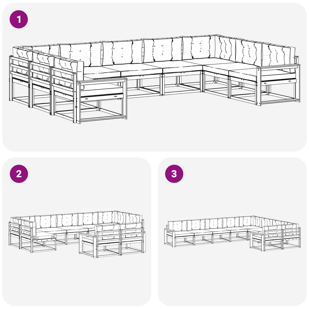 Outdoor-Sofagarnitur mit Kissen 9 pcs Weiß und Hellgrau