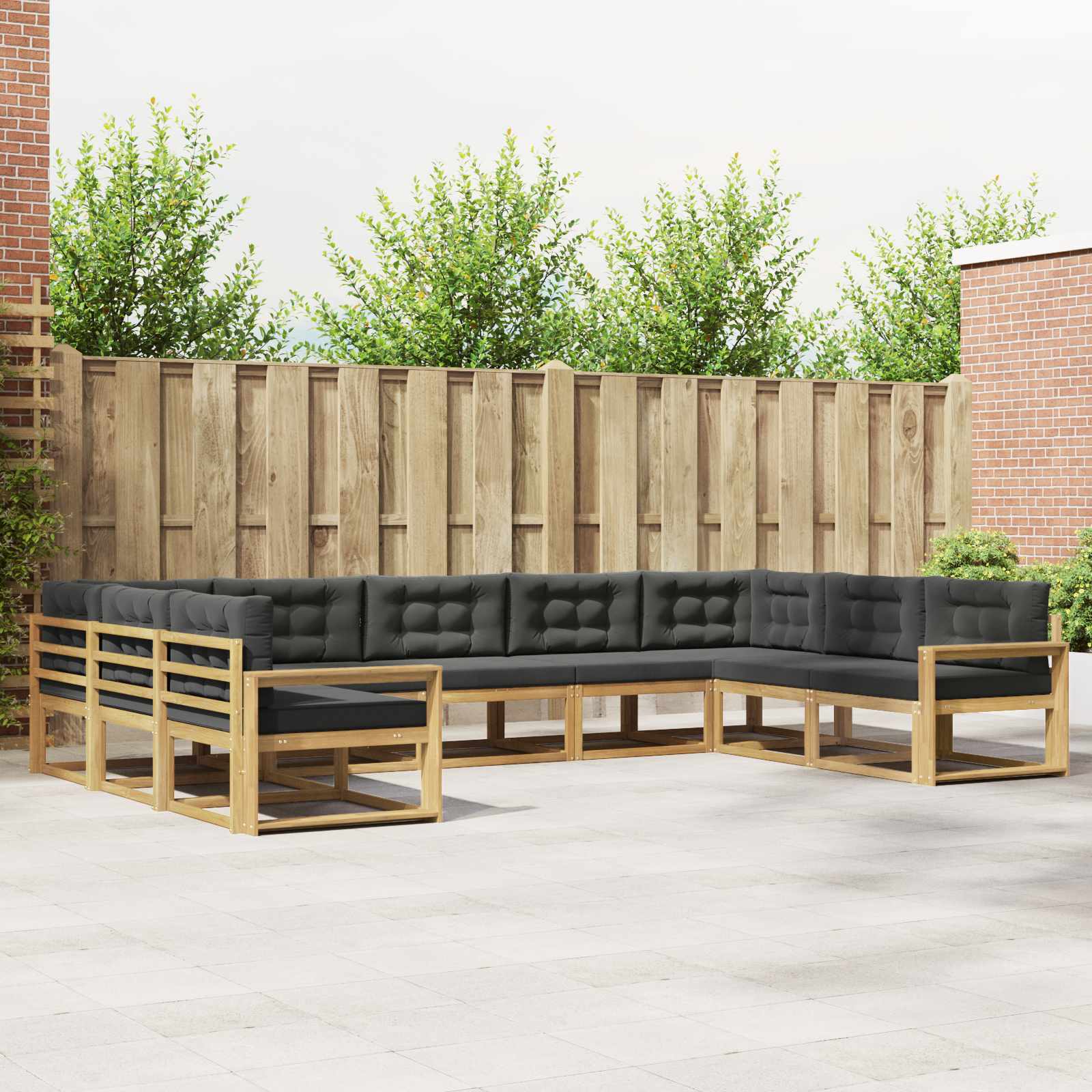 Outdoor-Sofagarnitur mit Kissen 9 pcs Weiß und Anthrazit