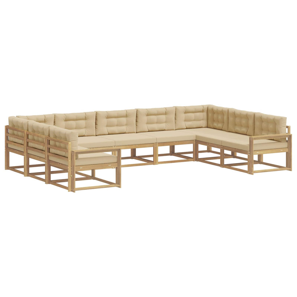 Outdoor-Sofagarnitur mit Kissen 9 pcs Weiß und Beige