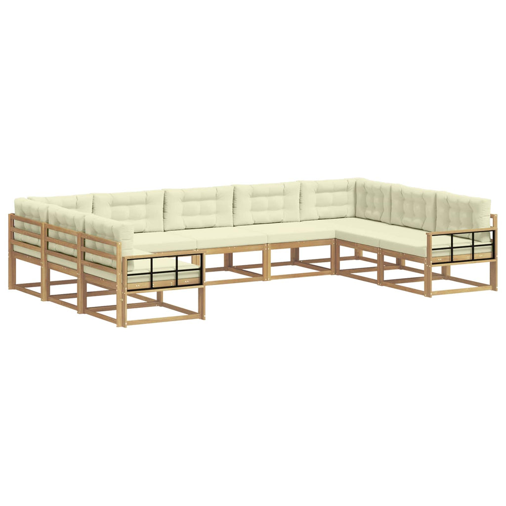 Outdoor-Sofagarnitur mit Kissen 9 pcs Weiß und Creme