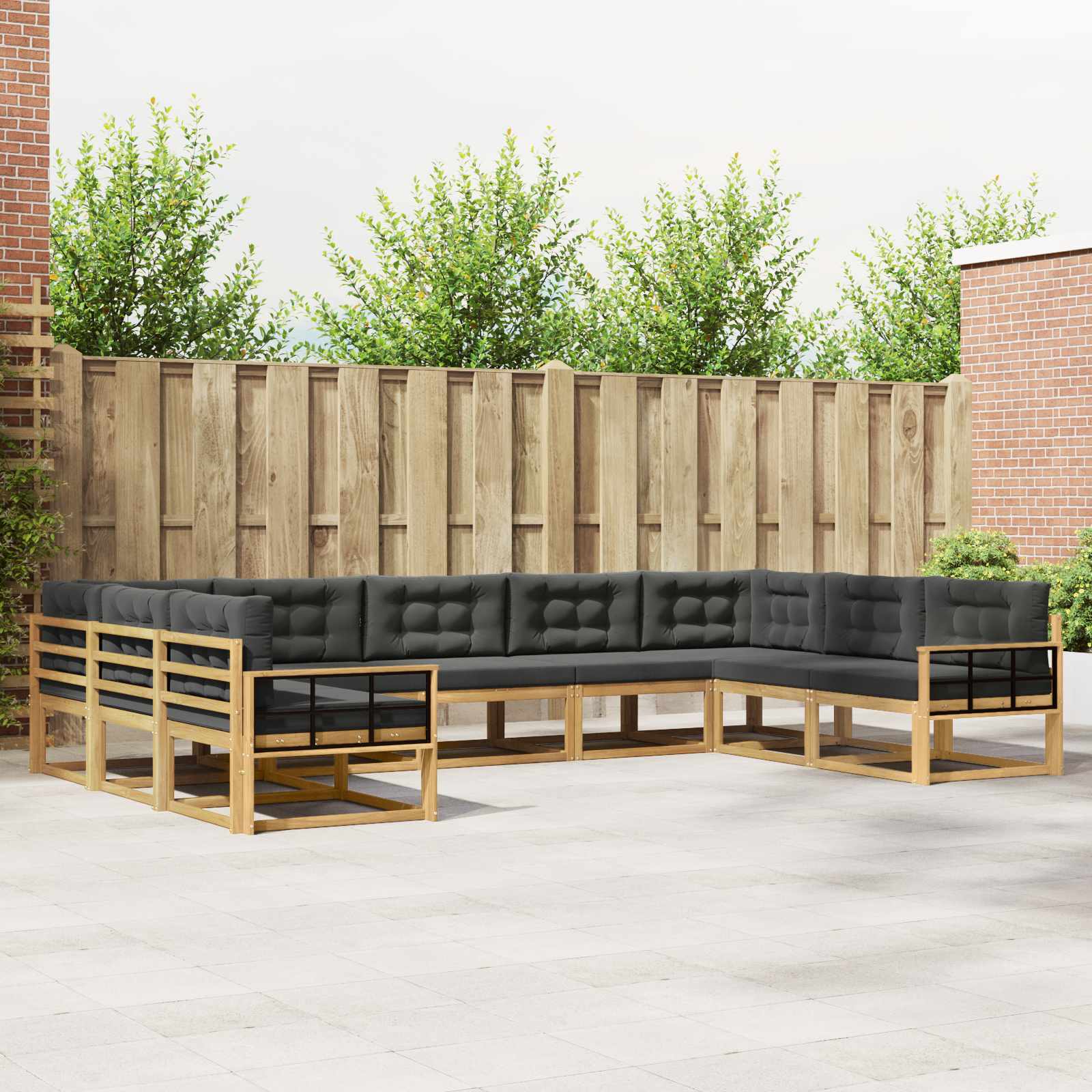 Outdoor-Sofagarnitur mit Kissen 9 pcs Weiß und Anthrazit